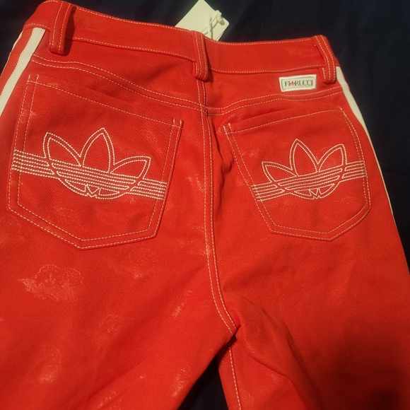 ADIDAS X FIORUCCI Red High Waisted Side Striped Jeans BNWT - Picture 10 of 10